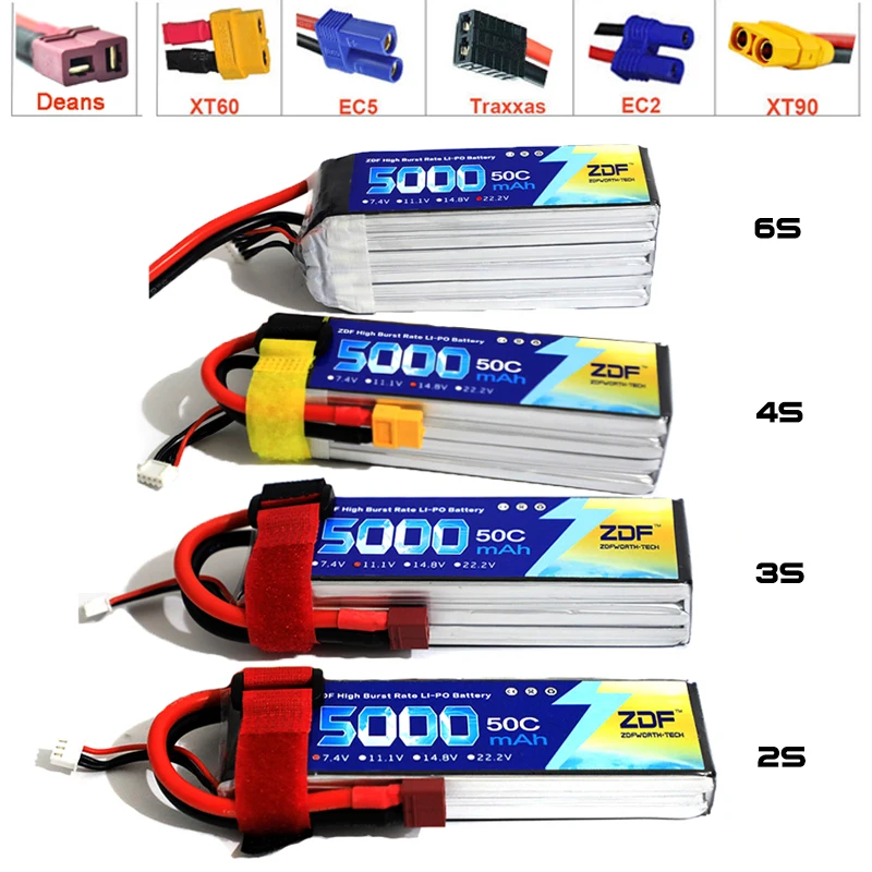 ZDF FPV 450 500 7.4V 11.1V 14. - 6S Lipo Battery 22.2V 5000Mah recension och pris
