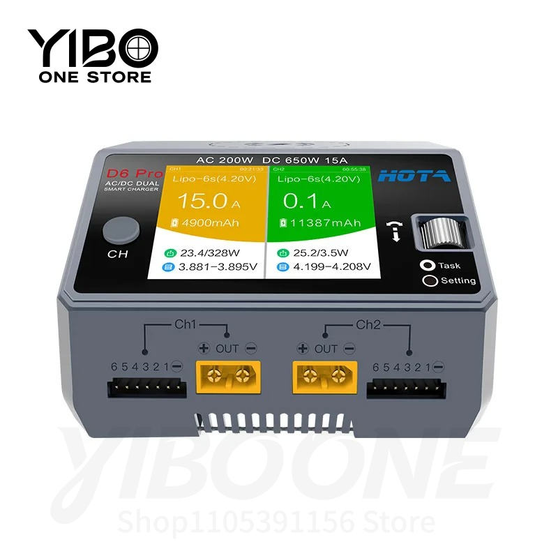 D6 Pro Black AC 200W DC 2x325W - Hota D6 Pro Dual Lipo Charger recension och pris